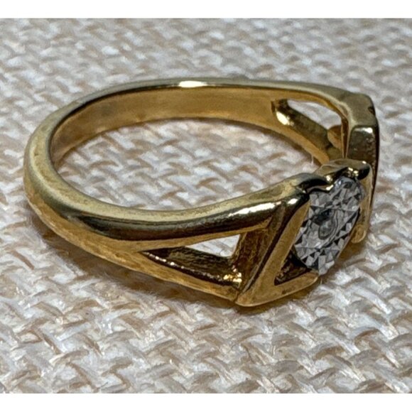 Love Gold Plated Ring With Heart Shaped Crystal Accent Size 6 - Picture 2 of 6